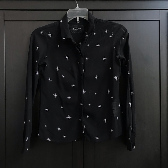 Reformation Star Button Down Semi Sheer Top Size XS - Picture 6 of 11